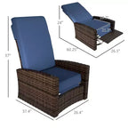 Outdoor Wicker Swivel Recliner Chair, Lifting Footrest, 360 Degree Rotating Basic, Water-resistant Cushions