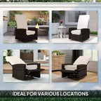Outdoor Wicker Swivel Recliner Chair, Lifting Footrest, 360 Degree Rotating Basic, Water-resistant Cushions
