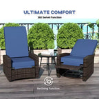 Outdoor Wicker Swivel Recliner Chair, Lifting Footrest, 360 Degree Rotating Basic, Water-resistant Cushions