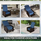 Outdoor Wicker Swivel Recliner Chair, Lifting Footrest, 360 Degree Rotating Basic, Water-resistant Cushions