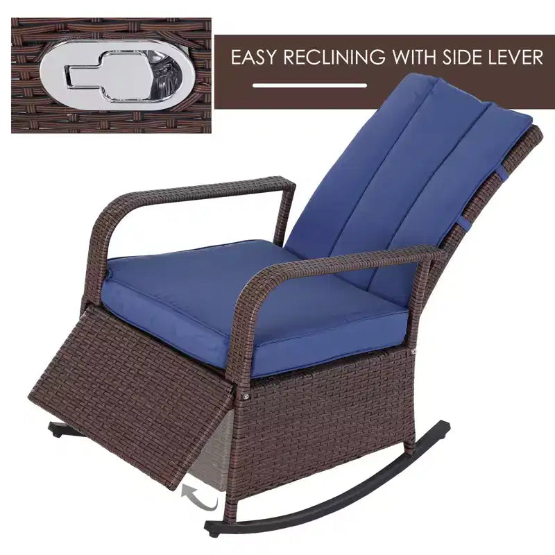 PE Rattan Rocking Recliner with Footrest