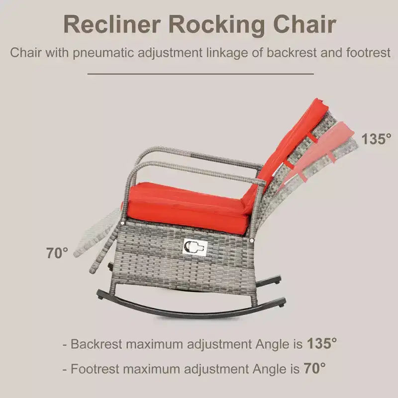 PE Rattan Rocking Recliner with Footrest