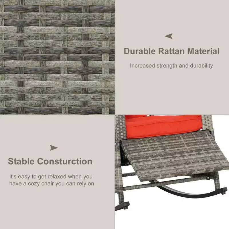 PE Rattan Rocking Recliner with Footrest