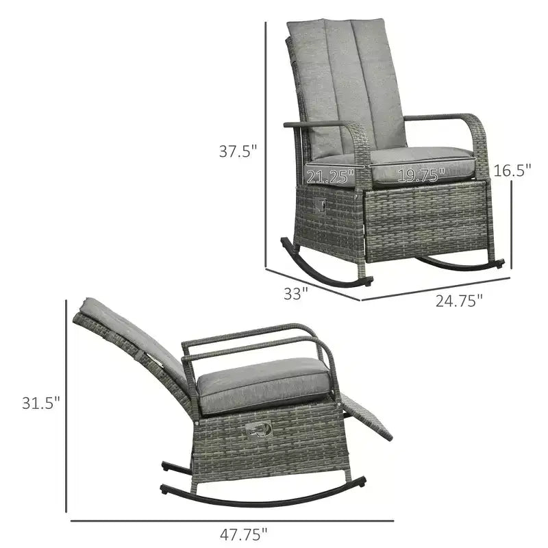PE Rattan Rocking Recliner with Footrest