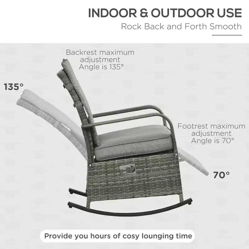 PE Rattan Rocking Recliner with Footrest