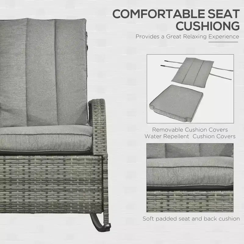 PE Rattan Rocking Recliner with Footrest