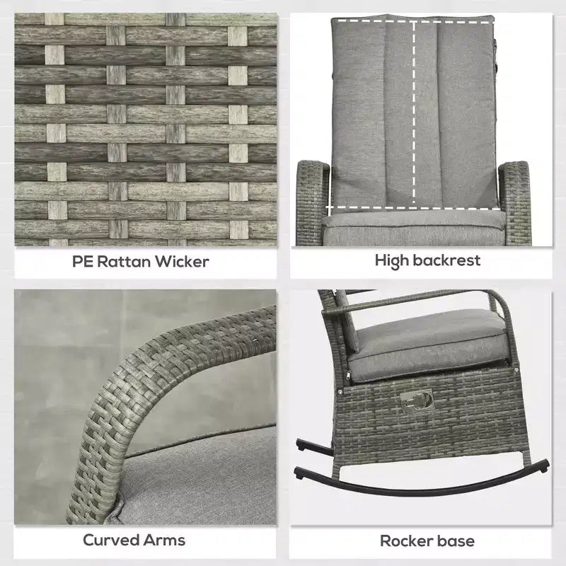 PE Rattan Rocking Recliner with Footrest
