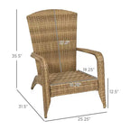 Patio Adirondack Chair with Rattan Wicker, Soft Cushions, Tall Curved Backrest for Deck or Garden