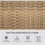 Patio Adirondack Chair with Rattan Wicker, Soft Cushions, Tall Curved Backrest for Deck or Garden