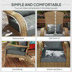Patio Adirondack Chair with Rattan Wicker, Soft Cushions, Tall Curved Backrest for Deck or Garden