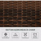 Patio Adirondack Chair with Rattan Wicker, Soft Cushions, Tall Curved Backrest for Deck or Garden