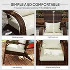 Patio Adirondack Chair with Rattan Wicker, Soft Cushions, Tall Curved Backrest for Deck or Garden