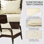 Patio Adirondack Chair with Rattan Wicker, Soft Cushions, Tall Curved Backrest for Deck or Garden