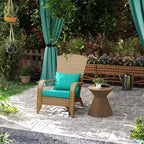 Patio Adirondack Chair with Rattan Wicker, Soft Cushions, Tall Curved Backrest for Deck or Garden