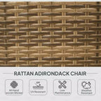 Patio Adirondack Chair with Rattan Wicker, Soft Cushions, Tall Curved Backrest for Deck or Garden