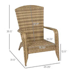 Patio Adirondack Chair with Rattan Wicker, Soft Cushions, Tall Curved Backrest for Deck or Garden