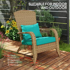 Patio Adirondack Chair with Rattan Wicker, Soft Cushions, Tall Curved Backrest for Deck or Garden