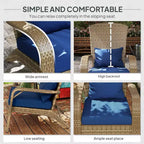 Patio Adirondack Chair with Rattan Wicker, Soft Cushions, Tall Curved Backrest for Deck or Garden