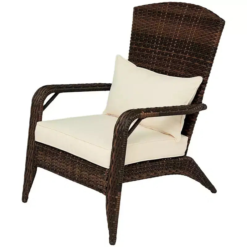 Sedia Adirondack da patio in vimini con cuscini morbidi e schienale alto e curvo per il ponte o il giardino