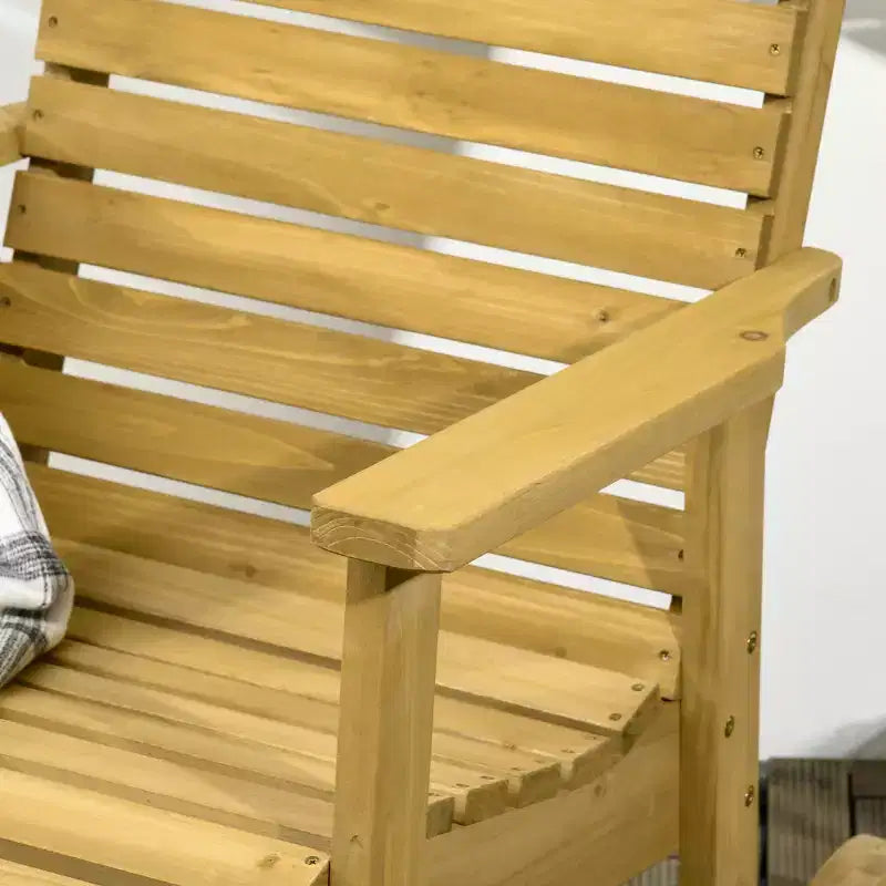 Sedia a dondolo in legno per esterni, sedia a dondolo tradizionale con doghe in legno con braccioli e schienale alto per interni ed esterni