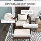 Sedia Adirondack in vimini per braciere con pouf e cuscini