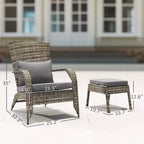Sedia Adirondack in vimini per braciere con pouf e cuscini