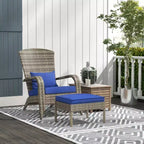 Sedia Adirondack in vimini per braciere con pouf e cuscini