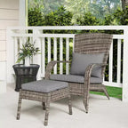 Sedia Adirondack in vimini per braciere con pouf e cuscini