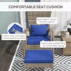 Sedia Adirondack in vimini per braciere con pouf e cuscini