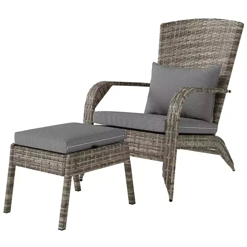 Sedia Adirondack in vimini per braciere con pouf e cuscini
