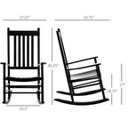 Wooden Outdoor Rocking Chair with Armrests, High Back for Garden, Patio, Balcony, Porch