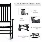 Wooden Outdoor Rocking Chair with Armrests, High Back for Garden, Patio, Balcony, Porch