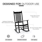 Wooden Outdoor Rocking Chair with Armrests, High Back for Garden, Patio, Balcony, Porch