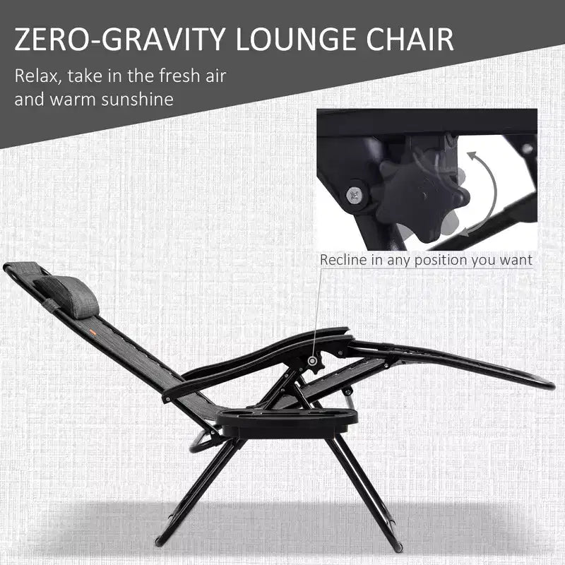 Set sedie a gravità zero con tavolino, sedie reclinabili pieghevoli con portabicchieri e cuscini, sedie a sdraio regolabili per piscina, prato, spiaggia
