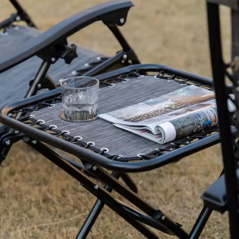 Set sedie a gravità zero con tavolino, sedie reclinabili pieghevoli con portabicchieri e cuscini, sedie a sdraio regolabili per piscina, prato, spiaggia