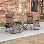 Set sedie a gravità zero con tavolino, sedie reclinabili pieghevoli con portabicchieri e cuscini, sedie a sdraio regolabili per piscina, prato, spiaggia