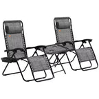 Set sedie a gravità zero con tavolino, sedie reclinabili pieghevoli con portabicchieri e cuscini, sedie a sdraio regolabili per piscina, prato, spiaggia