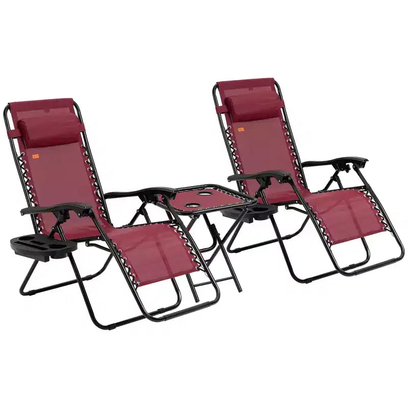 Set sedie a gravità zero con tavolino, sedie reclinabili pieghevoli con portabicchieri e cuscini, sedie a sdraio regolabili per piscina, prato, spiaggia