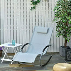 Zero Gravity Rocking Chair Outdoor Chaise Lounge Chair Recliner Rocker with Detachable Pillow and Weather-Fighting Fabric for Patio, Deck, Pool