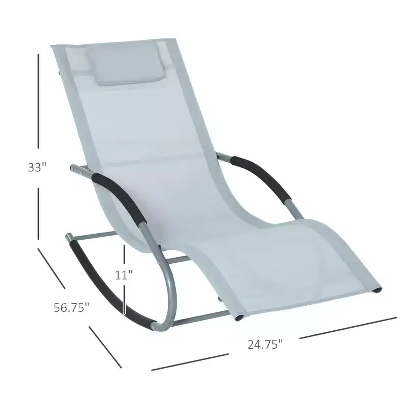 Zero Gravity Rocking Chair Outdoor Chaise Lounge Chair Recliner Rocker with Detachable Pillow and Weather-Fighting Fabric for Patio, Deck, Pool