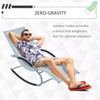 Zero Gravity Rocking Chair Outdoor Chaise Lounge Chair Recliner Rocker with Detachable Pillow and Weather-Fighting Fabric for Patio, Deck, Pool