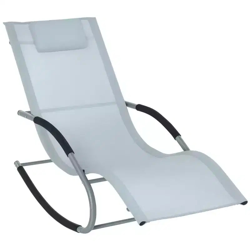 Sedia a dondolo a gravità zero, sedia a sdraio da esterno, sedia reclinabile con cuscino rimovibile e tessuto resistente alle intemperie per patio, terrazza, piscina