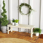 2-Seat Wood Garden Bench, Patio Bench Outdoor Bench with Slatted Seat, Backless Front Porch Bench for Park, Garden, Poolside, Deck