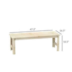 2-Seat Wood Garden Bench, Patio Bench Outdoor Bench with Slatted Seat, Backless Front Porch Bench for Park, Garden, Poolside, Deck