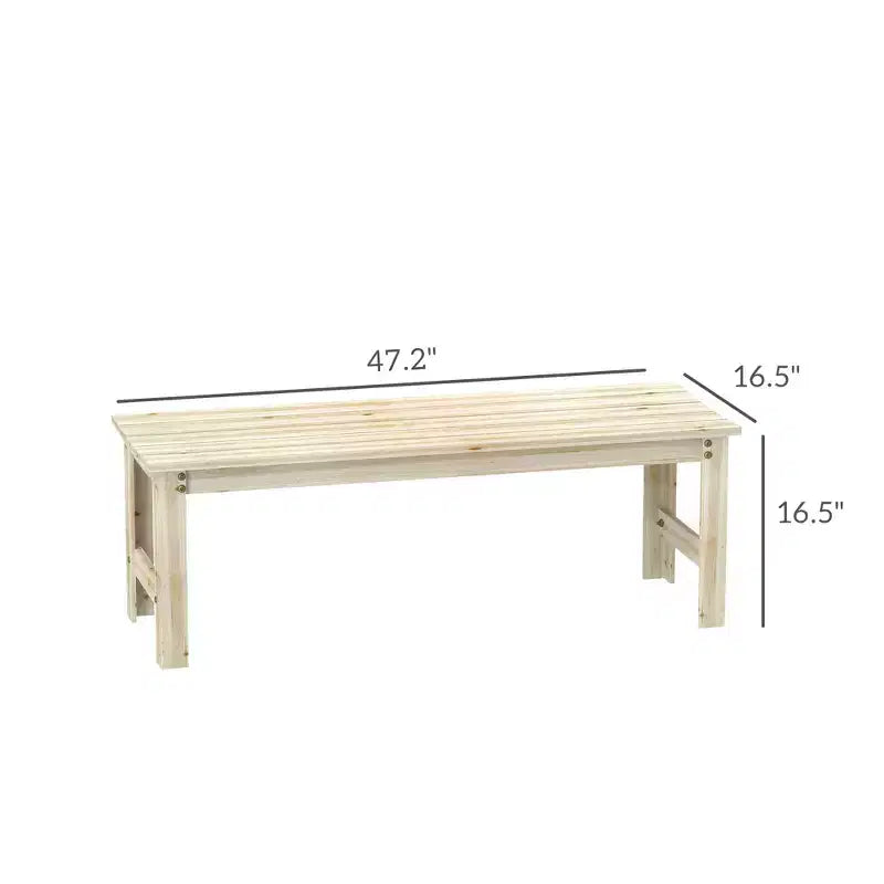 2-Seat Wood Garden Bench, Patio Bench Outdoor Bench with Slatted Seat, Backless Front Porch Bench for Park, Garden, Poolside, Deck
