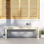 2-Seat Wood Garden Bench, Patio Bench Outdoor Bench with Slatted Seat, Backless Front Porch Bench for Park, Garden, Poolside, Deck