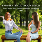 2-Seat Wood Garden Bench, Patio Bench Outdoor Bench with Slatted Seat, Backless Front Porch Bench for Park, Garden, Poolside, Deck