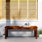 2-Seat Wood Garden Bench, Patio Bench Outdoor Bench with Slatted Seat, Backless Front Porch Bench for Park, Garden, Poolside, Deck