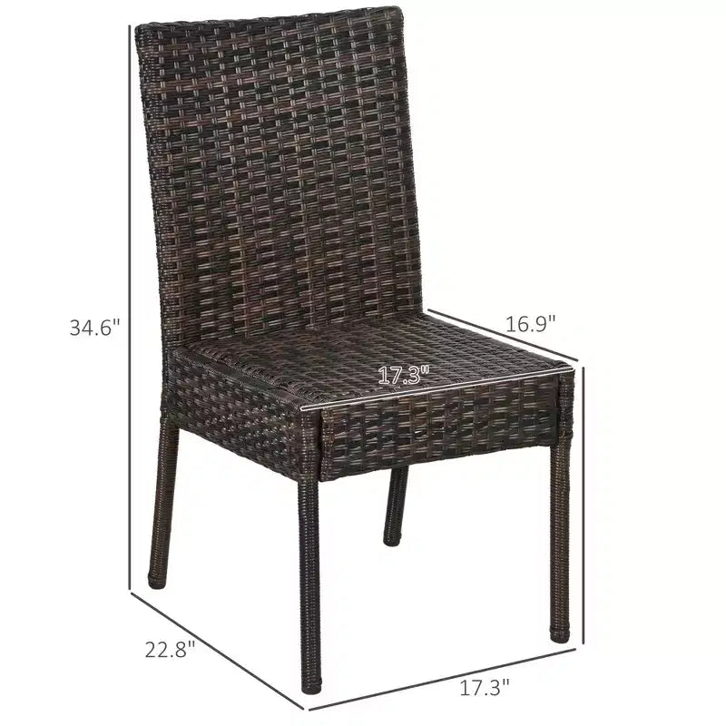 4 PE Rattan Outdoor Dining Chairs with Cushions, Patio Wicker Dining Chairs with Backrest