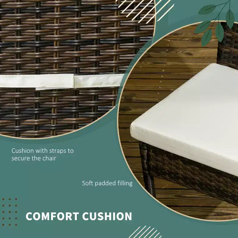 4 PE Rattan Outdoor Dining Chairs with Cushions, Patio Wicker Dining Chairs with Backrest